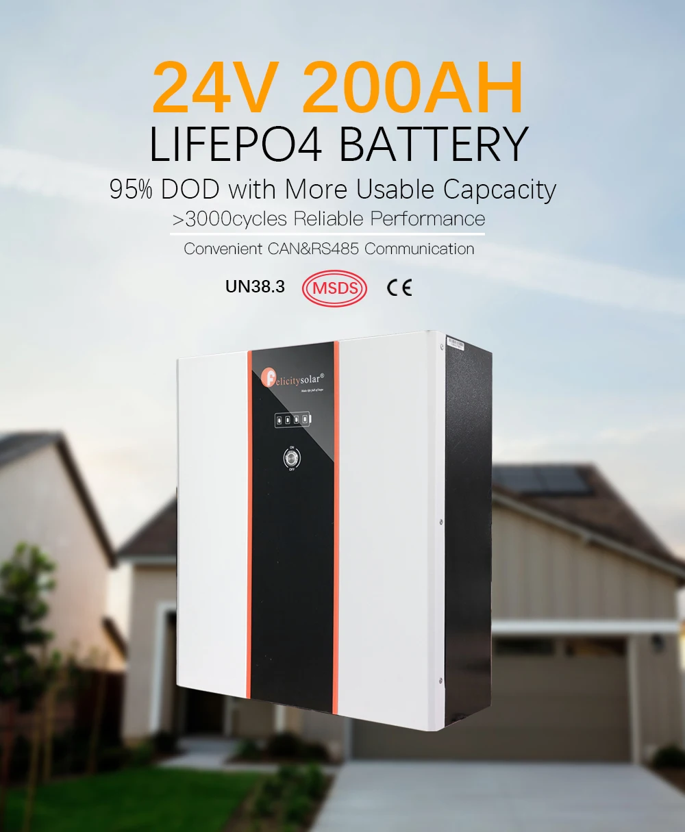 Felicity High Quality 24v 200ah Lifepo4 Lithium Solar Battery With 3000 ...