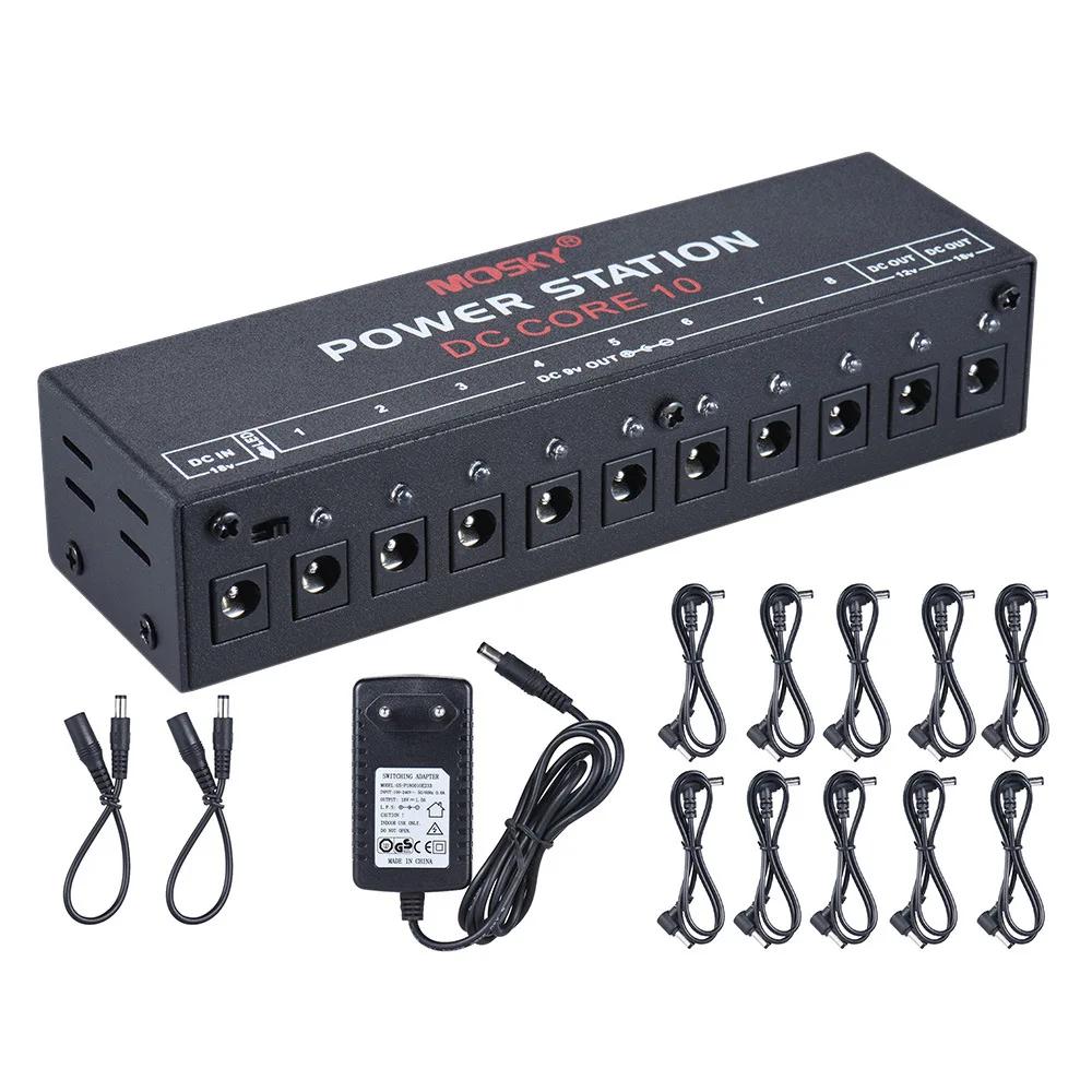 Mosky 9V 12V 18V エフェクトペダル用電源供給装置 10出力 ブラック