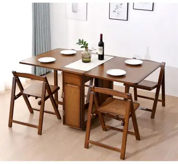 Bamboo Dining Table Foldable Expanding Square And Folding Furniture Room Dining Table Set