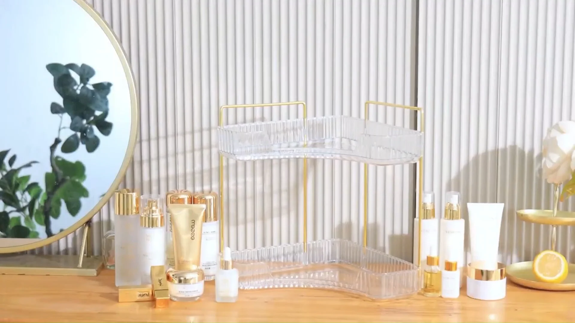 Corner Makeup Organizer Bathroom Countertop Shelf Makeup Organizer For