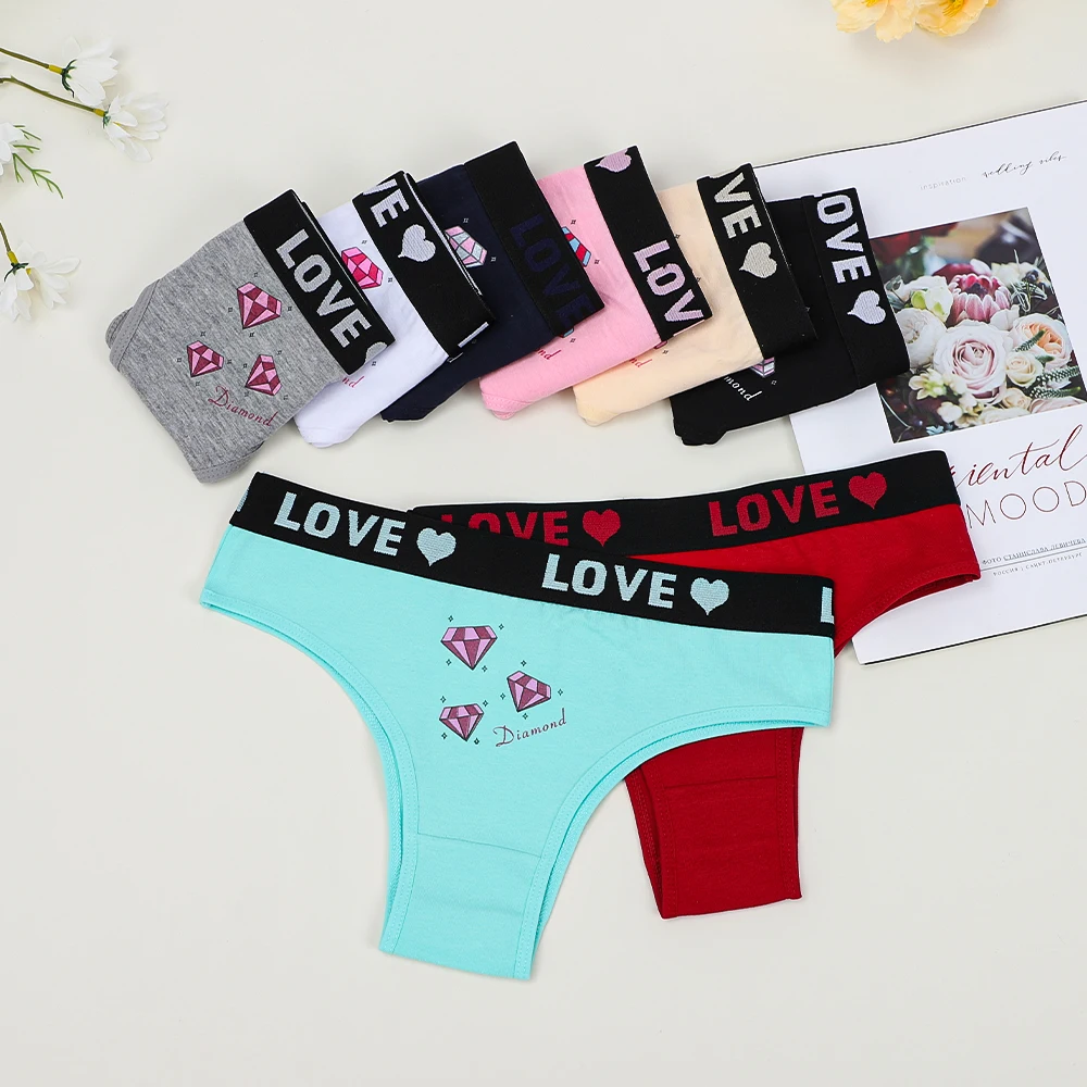 Wholesale School Teen Girls Low Waist Teen Panties 95% Cotton Double Crotch Brazilian Panty Tanga Underwear Dozen Pack 12pcs