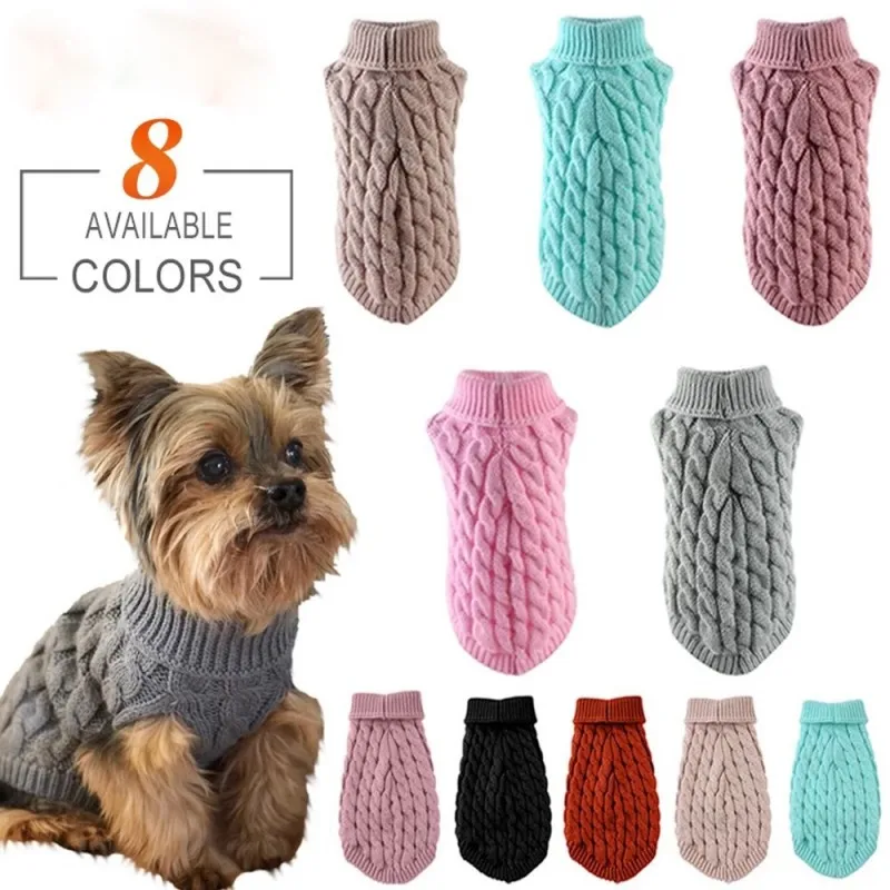 product-750-750 Autumn Winter Pet Dog Sweater Fashionable Solid Color Twist Knitted Warm Clothing Comfortable XL Size Multiple Colors Available