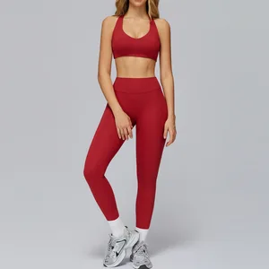 Wholesale Women's Activewear Suit Sports Bra Leggings High Waist Workout Clothing Gym Fitness Yoga Sets for Women