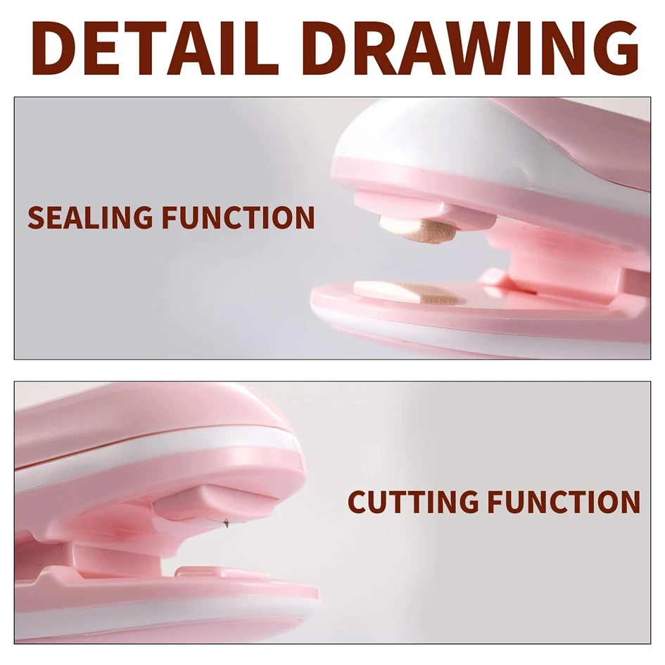 Mini Bag Sealer With Cutter Portable Handheld Bag Resealer Machine For