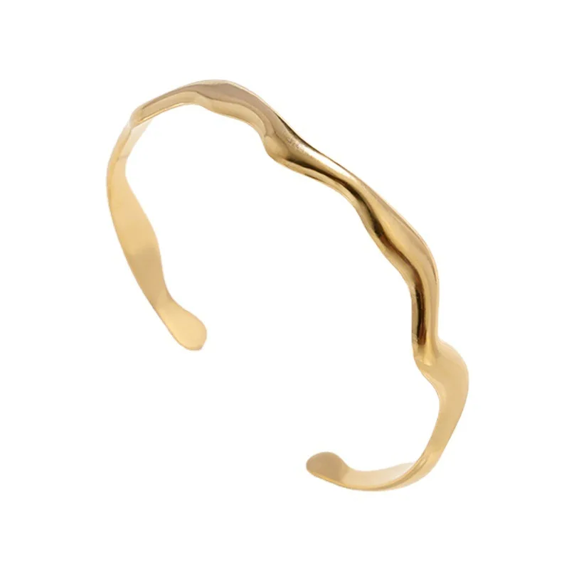 Simple New Design Irregular Wave Shaped Stainless Steel Bracelets for Women Ins Fashion Jewelry Bracelet Accessories