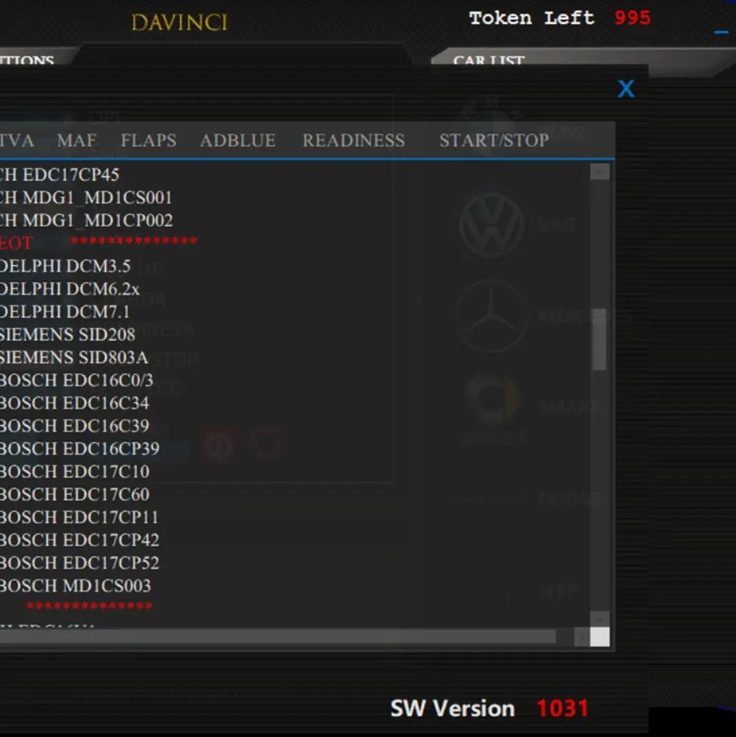 2024 Latest Version DaVinci Deluxe Edition Software Related With Modern Antipollution System DTC DPF EGR SCR TVA MAF