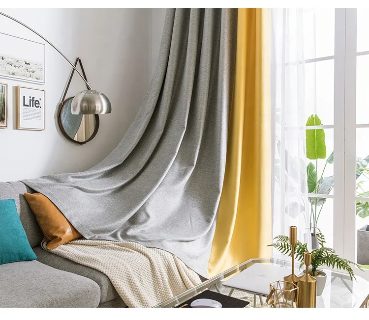 High Quality Simple Window Curtain Design Color Matching Blackout Kitchen Linen Curtains for Bedroom Living Room