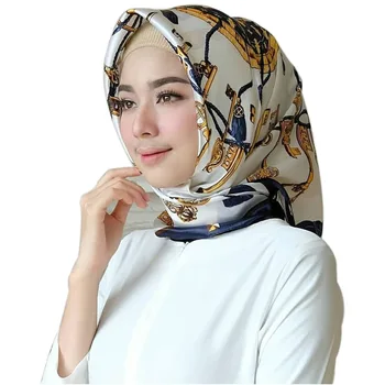 GLS079 2022 Wholesale Printed New Fashion Women Hijab Scarf China Supplier Ladies Imitation Silk Satin Square Head Scarves