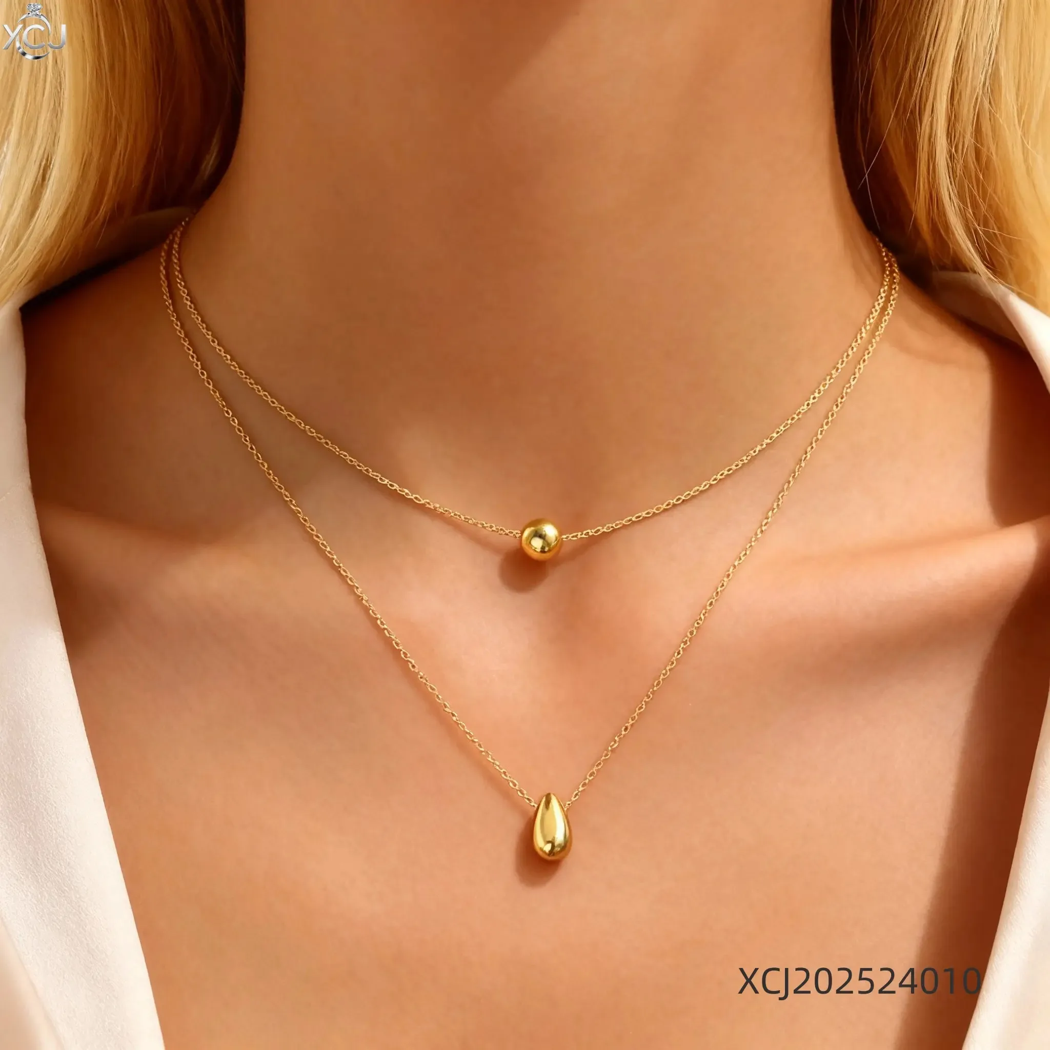 Luxury Double Layer Stainless Steel Waterdrop Necklace