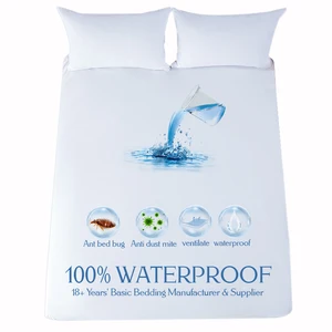 Queen Twin Size Waterproof Bed Bug Fitted Sheet Knitted Fabric Mattress Protector Cover Mahjong Mat Plain Style