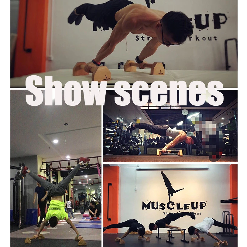 LADYGLOW Home Workout Mini Wood Handle Pushup Bars Strength Push up Bar Stand Wooden Parallettes