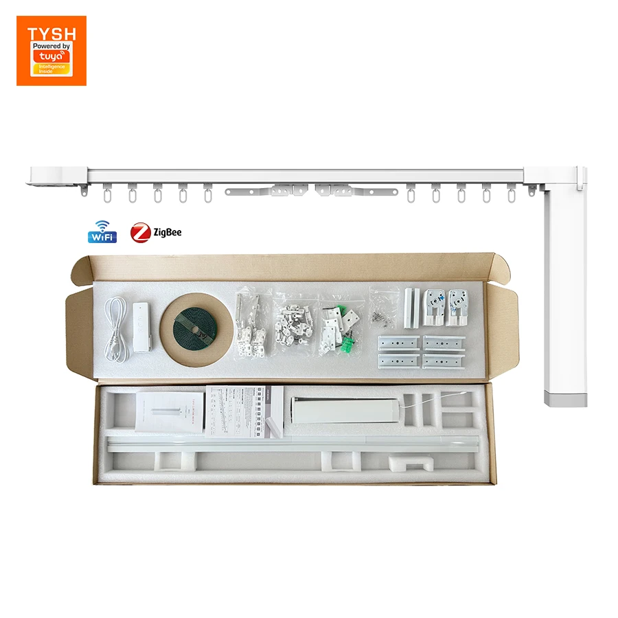 TYSH Tuya Wifi Motorized Curtain Control System for Smart Home Automation Including Curtain Motor and Track