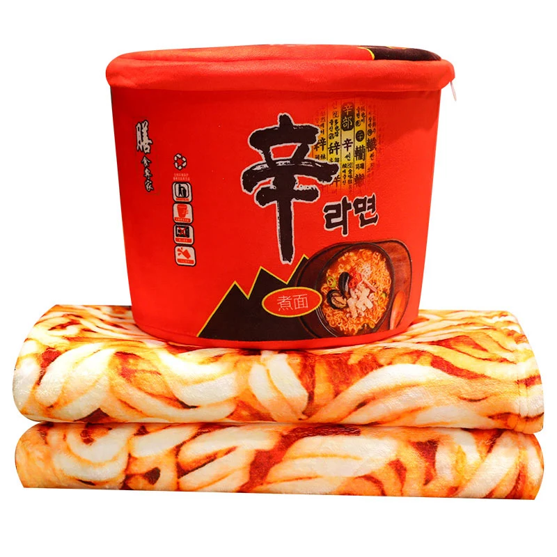 Kawaii Simulation Instant Noodles Plush Pillow Blanket and Food Stuffed Animal Toy Great for Gifts