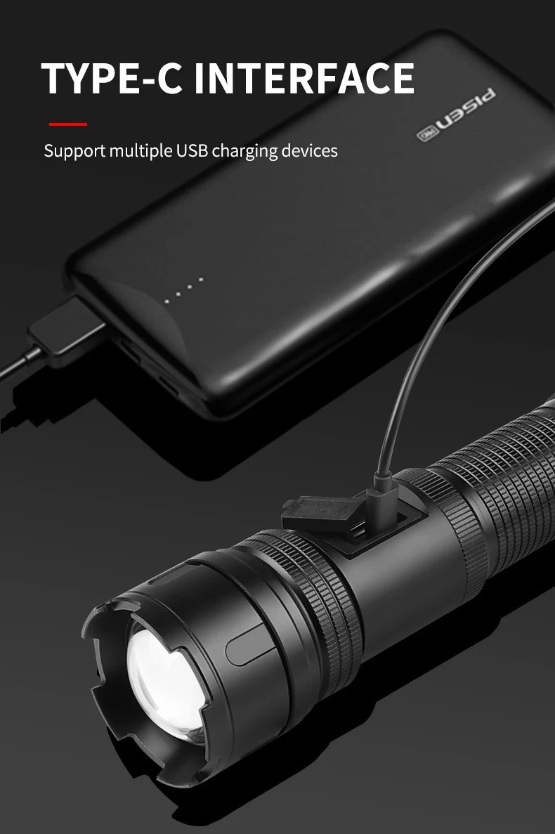 White Laser 2200lm Dimmable Tyep-C Charge Aluminium Alloy Flashlight Tactical Led Torch Light Long Range Camping Flashlight supplier