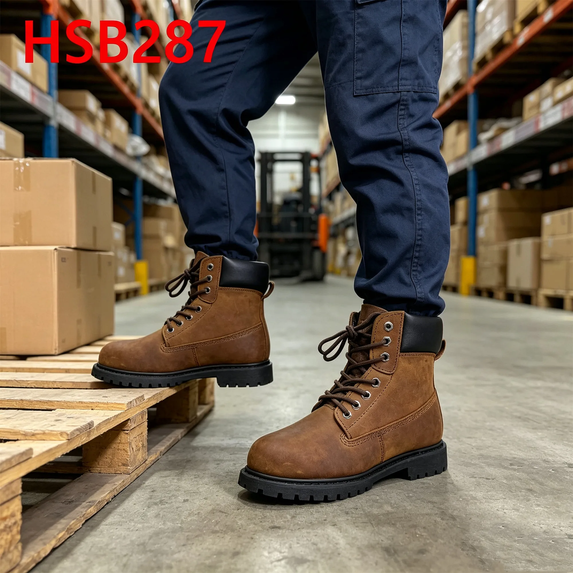 XYM,Best Crazy Horse Leather Hua Singh Work Boots in Estonia Port Operations Acid&alkali-proof S3 Standard Safety Shoes HSB287