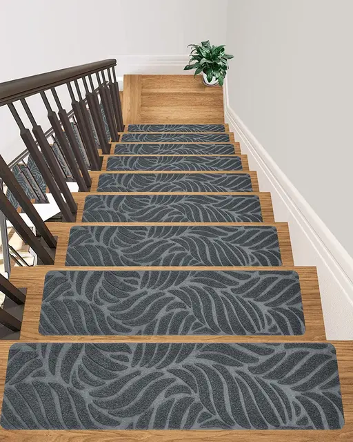 Stair Treads for Wooden Steps Peel&Stick Indoor Non-Slip Stair Carpet Runner Stair Mat with Reusable Strong Grip Self Adhesive