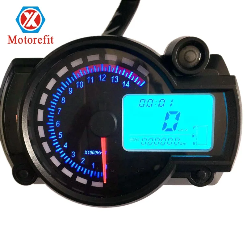 RTS Universal 7 Colors Motorcycle Digital Instrument Speedometer Odometer Adjustable Panel LCD Gauge for RX2N 4 Cylinders