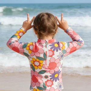 UPF 50+ Sun Protection Kids' Rash Guard Floral Print Long - Sleeve Swimwear Beachwear High Quality Custom Swimwear for Beach
