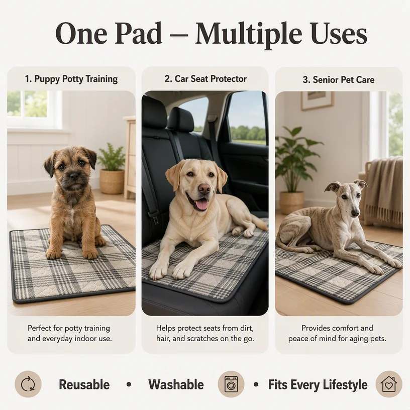 Washable Plaid Print Quilted Pet Mat — Product details 4