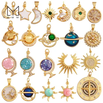 Yammy Wholesale Price Jewelry Accessories DIY Making Beads Pendant Zircon Paved Enamel Charm with Gold Plating
