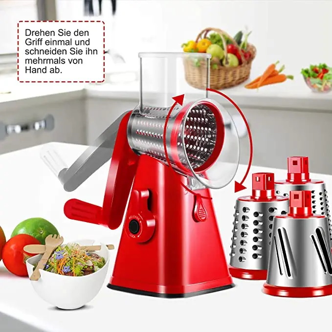 MACIMO 3 In 1 Vegetable Slicer Swift Rotary Drum Grater Nut Shredder V —  CHIMIYA