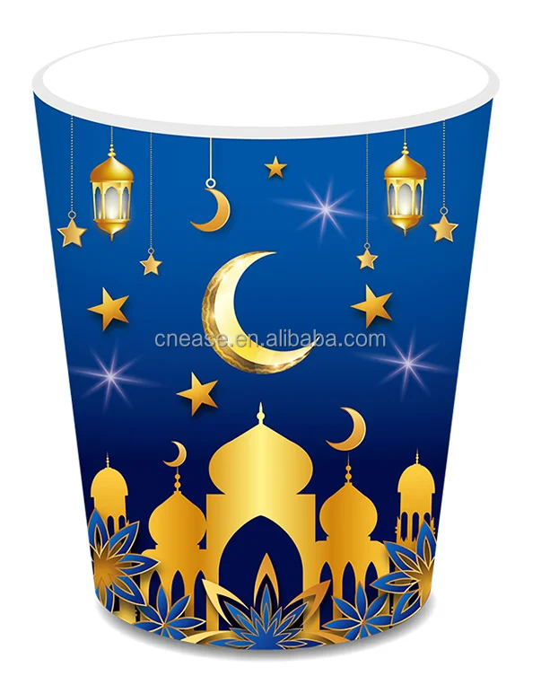 Huancai Eid Mubarak Disposable Tableware Set Paper Plates Cups Napkins