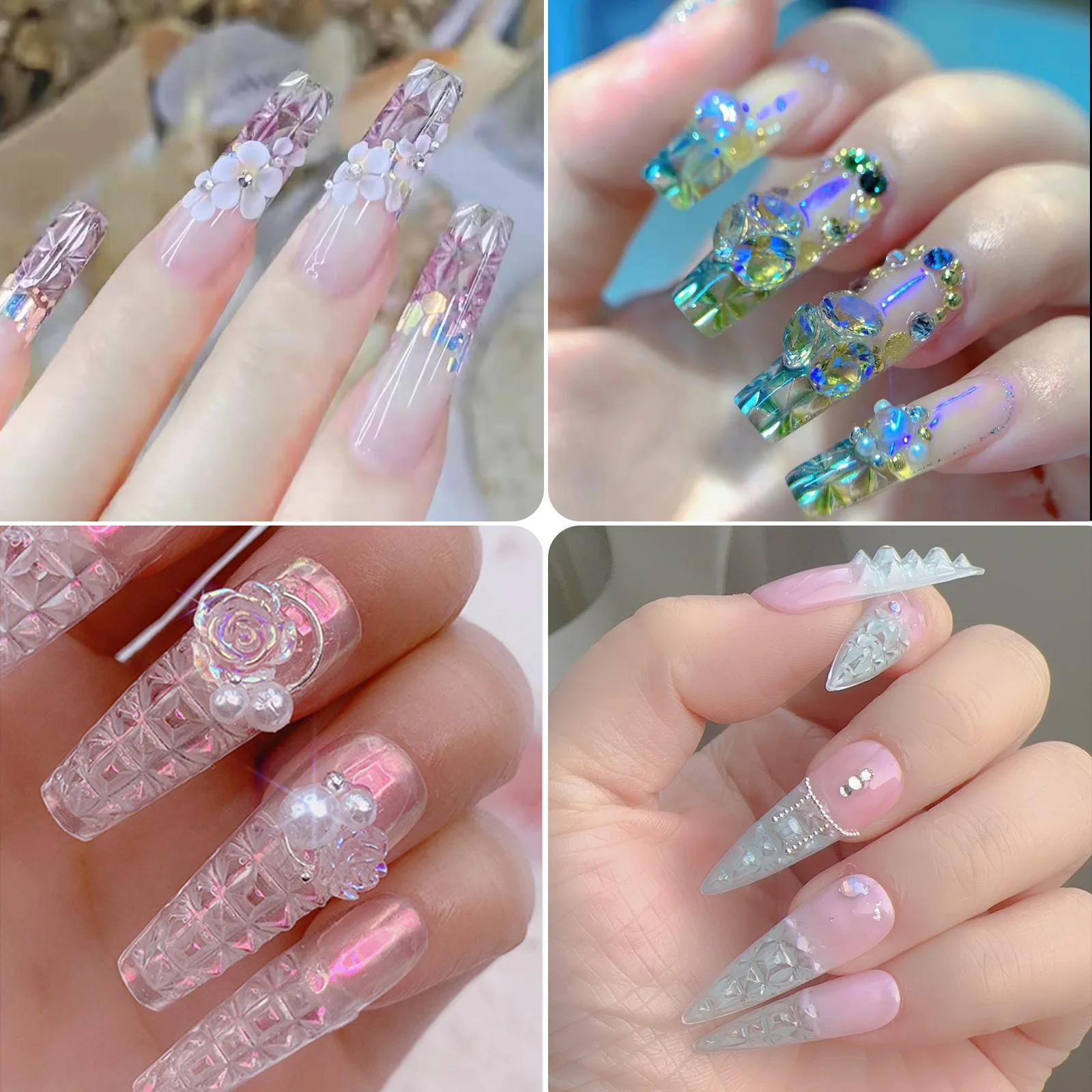 120pcs /box Concave-Convex 3D Half Cover False Coloured Glaze Nail Tips