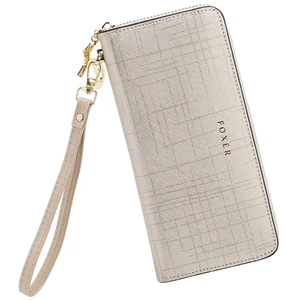 Wholesale Brand Custom Women's Genuine Leather Luxury Designer Minimalist Card Holder Long Wallet Money Clip Coin Purses Bags