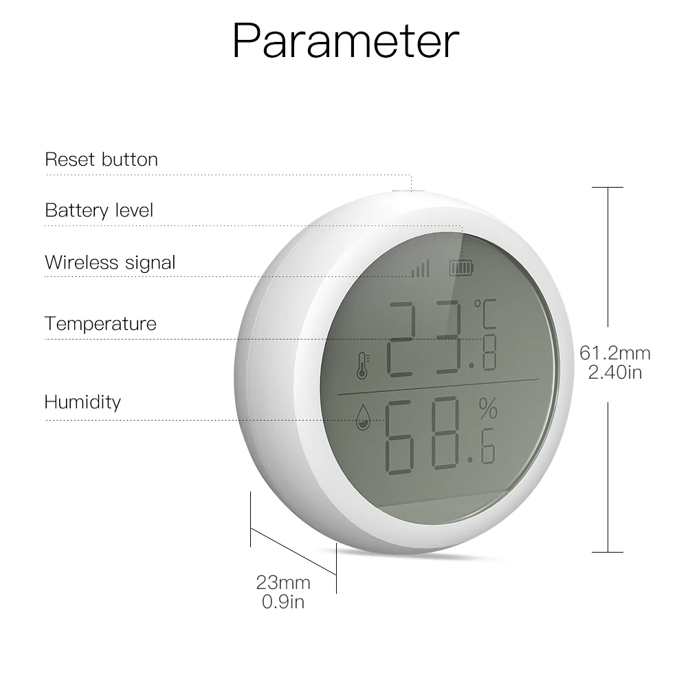 Tuya Smart ZigBee Temperature And Humidity Sensor With LCD  Display Battery Powered ZigBee Smart Home Security