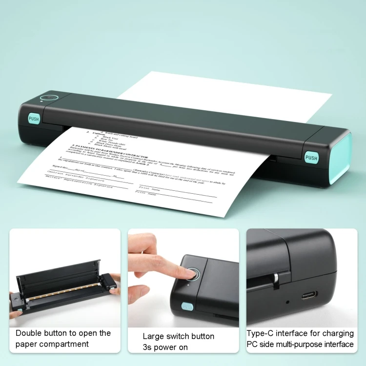 Phomemo M08F Mini Thermal Printer Wireless Wifi Paper Printing Portable Thermal Printer A4 With Android Ios Laptops