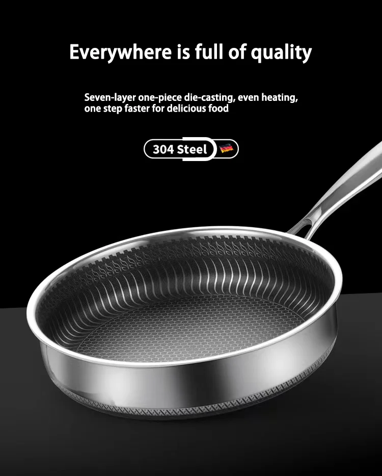 316 Stainless Steel Frying Pan Uncoated Nonstick Pan