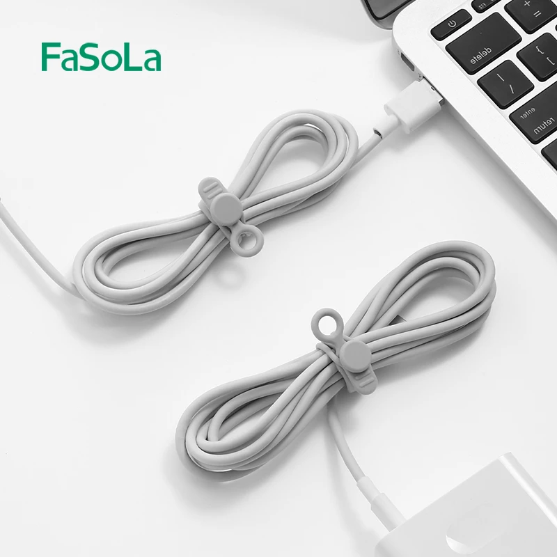 FaSoLa разъемные силиконовые электрические кабельные стяжки с одной главной балкой крючком скрепленная проволокой самоблокирующийся шнур веревочки держатель многофункциональный Галстуки 6