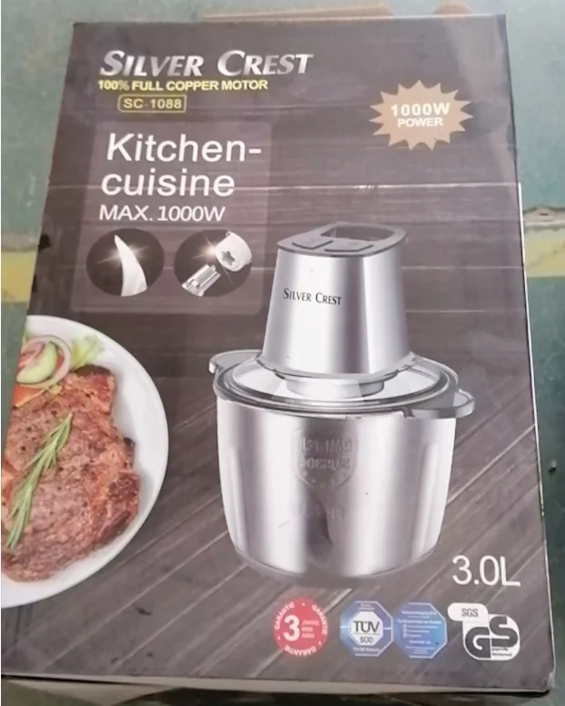 Silver Crest Household 3l Stainless Steel Electric Mincer Meat Grinder