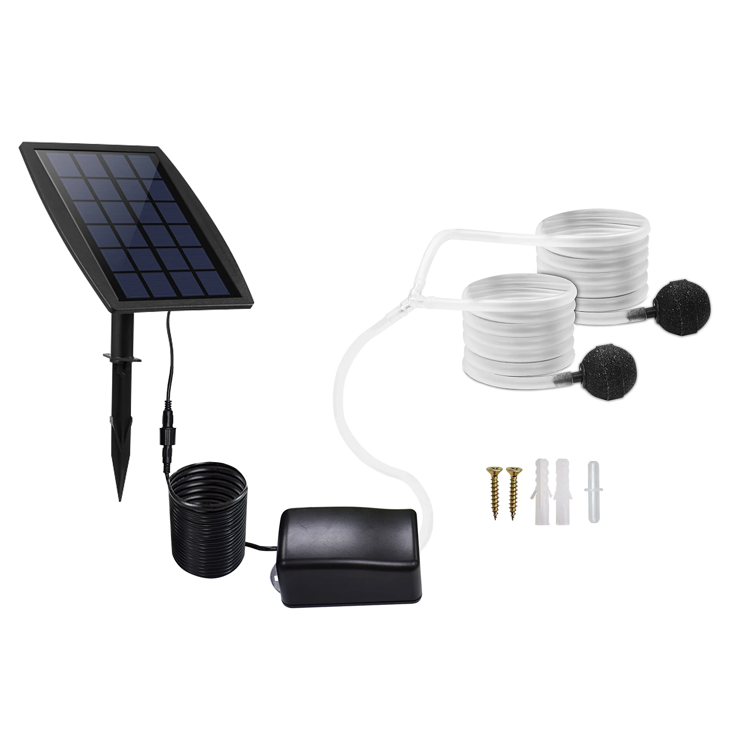 Aérateur Solaire Étang 4W - Pompe à Air Avec Pierres à Bulles, 3 Modes Pour Bassin Jardin