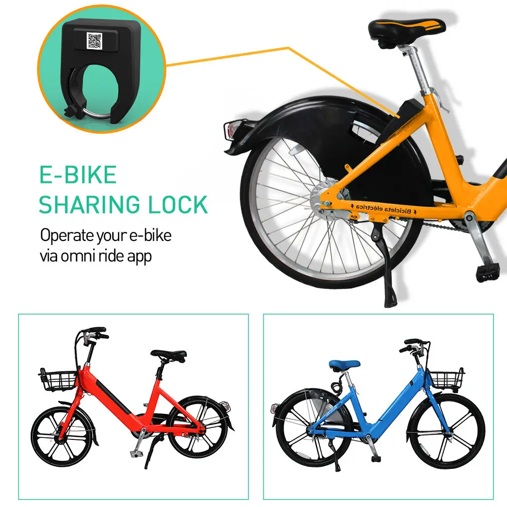 Custom Smart Qr Code BLE GPS GPRS Sharing Bicycle E Bike Rental System Mobile APP Control Smart Lock With Alarm