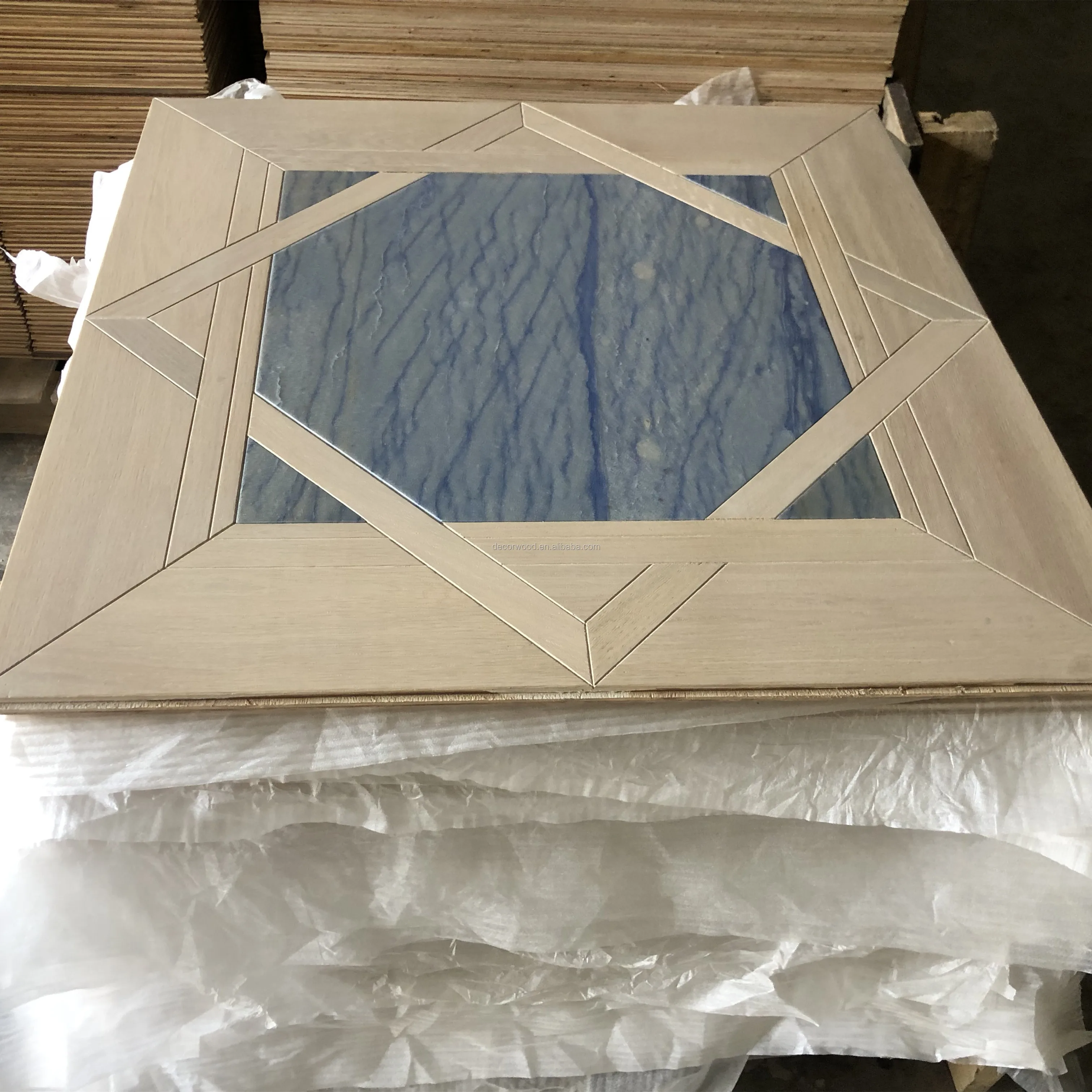 艺术拼花地板设计高品质蓝色azu大理石石材镶嵌艺术拼花地板 - buy