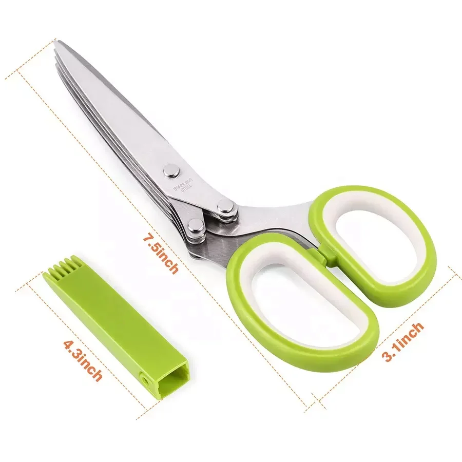 Hot Selling Stainless Steel Kitchen Scissors 5 Blades Herb Scissors Kitchen Shears