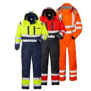 NFPA2112 Orange Green Red One Piece Hi Vis High Visibility Safety Workwear Waterproof Overall Winter Boiler Suit FRC FR Coverall