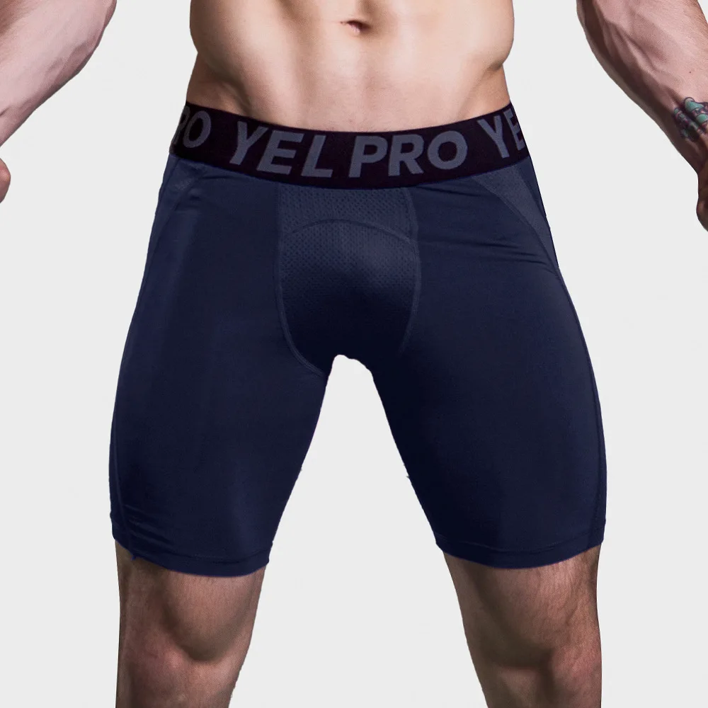 Customizable Men's Polyester Gym Compression Shorts Stock Boxers Knitted Fabric Sports Fitness Swim Underwear Private Label