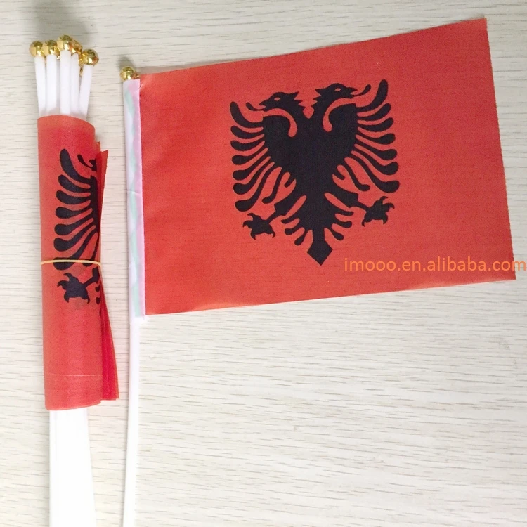 NEW SMALL ALBANIA TABLE FLAG WITH HOLDER-OFFICE ALBANIAN FLAG-20 CM X 14 CM