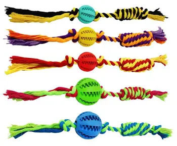 Manufacturer Dog Chew Rope Rubber Chew Toy Rubber Tug-Of-War Interactive Training Pet Teething Rope Ball
