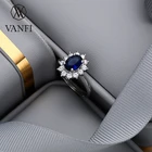 Blue Finger Ring Rings VANFI Single Stone Cubic Zirconia Blue Rose Stone Finger Ring For Women