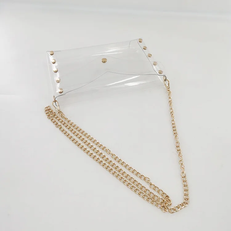 Fashion PVC clear transparent ladies chain shoulder cross bag woman