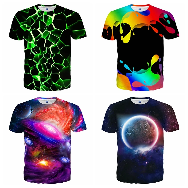 Custom 3d Graphic Colorful Tshirts Crew Neck Print Tee 92 Polyester 8