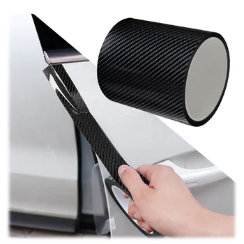 Universal 5d Carbon Fiber Car Anti Scratch Stickers Car Door Sill Strips Protector Auto Bumper Sticker