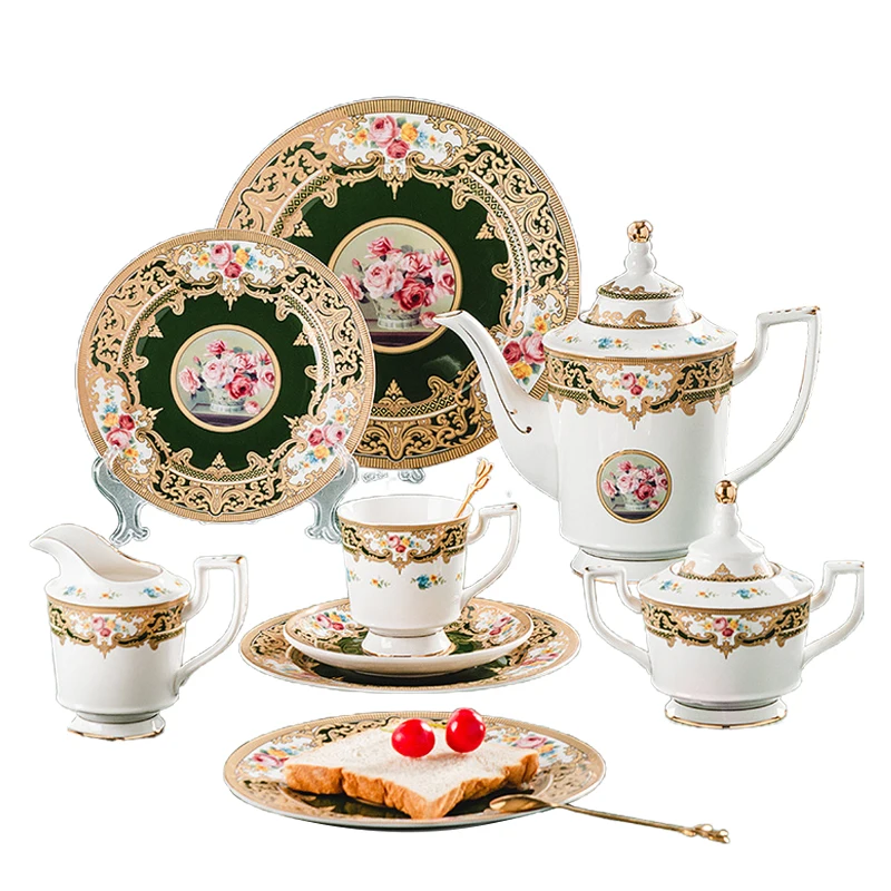 中国美術　ティーセット特別価格 Luxury Bone China 22 Pcs Tea Cup & Saucer Set with Teapot, OEM