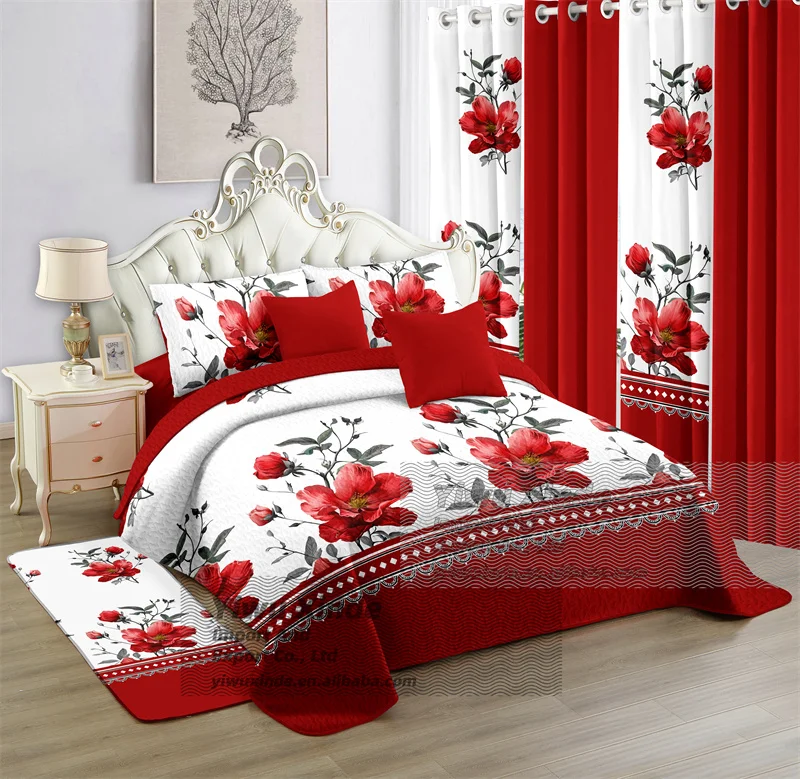 Ensemble de draps 100 % coton Laponia 47 Rouge pour lit de 180 | Leroy
