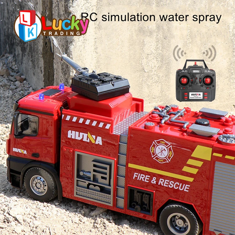 Huina Remote Control Toy Electric Simulation RC Fire Truck Toy Huina 1562 RC Truck 22CH R/C Ladder Box Water Spray Fire Truck