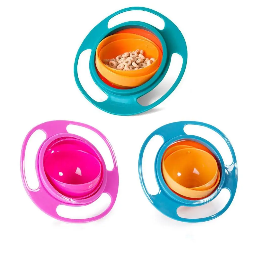 Gyro Bowl Infant Baby Solid Feeding Bowl Dishes Boy Girl Spill Proof  Universal Dinner Plate Baby Bowl/Spoon