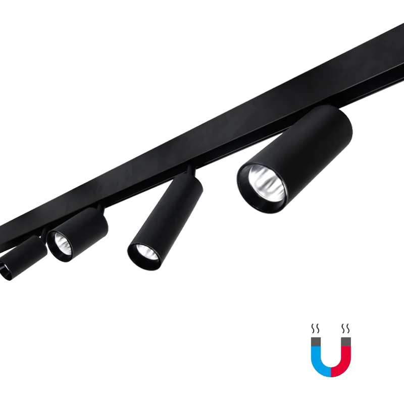 Светодиодный Трековый светильник, линейная направляющая, Cob, с регулируемой яркостью, 48 В, встроенный светильник, магнитный Трековый светильник, система освещения